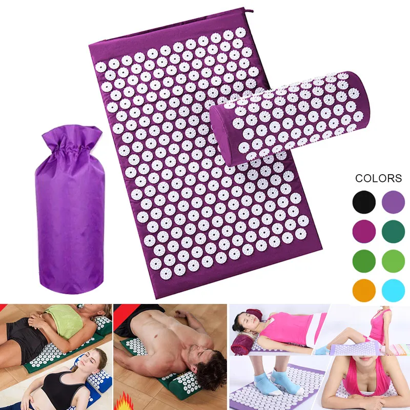 

Acupressure Massage Cushion Mat with Pillow for Stress Pain Tension Relief Relax ASD88