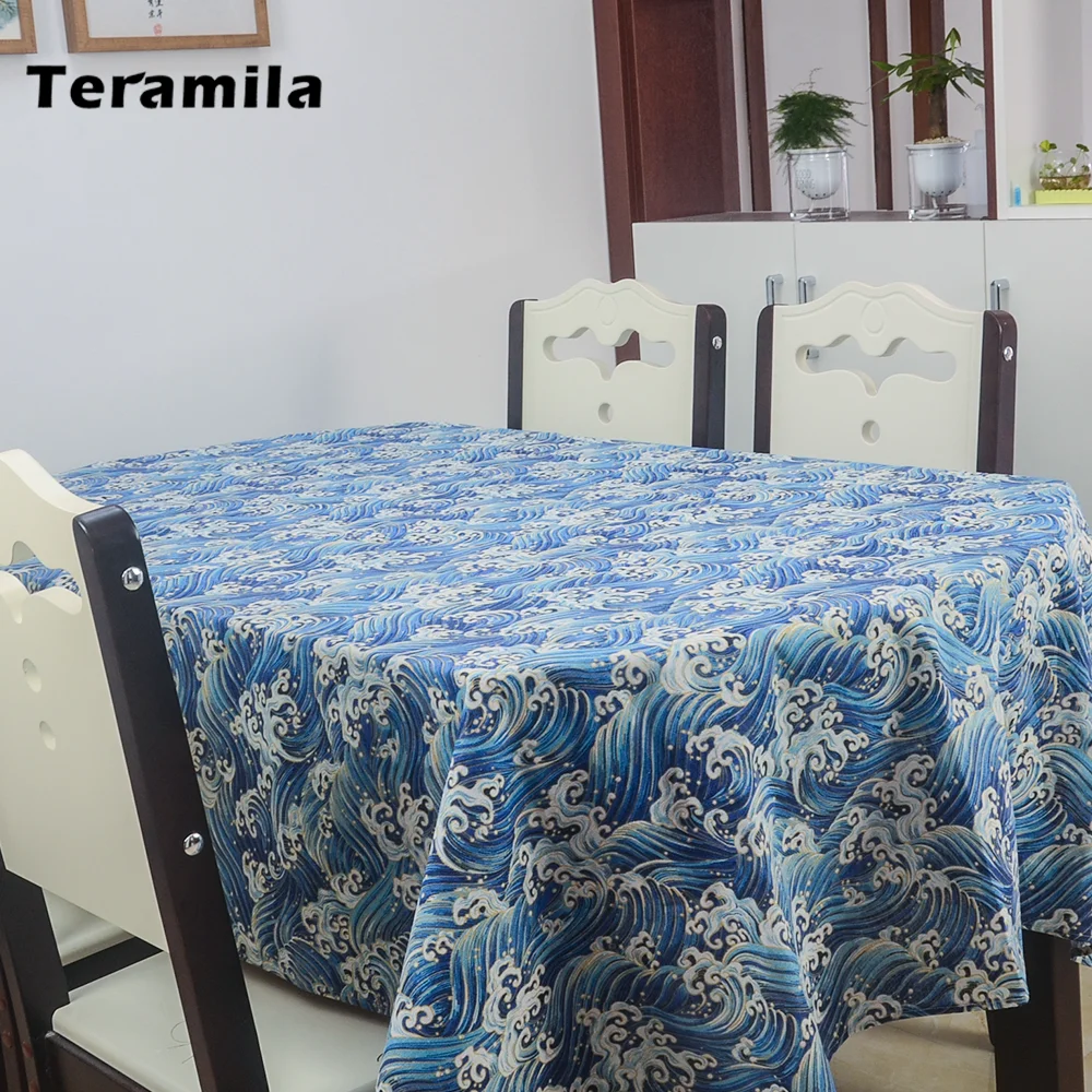 Teramila морской волны с золотой стороной прямоугольник обеденный стол ткань
