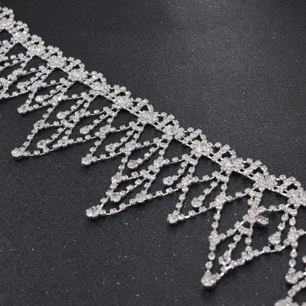 1 ярд хрустальные стразы стеклянная бахрома обрезка Пришивные нашивки сделай сам