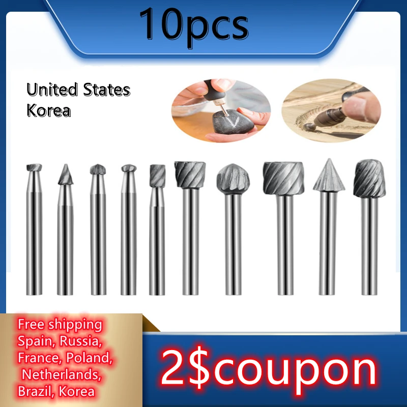 

15Pcs Drill Bits Set Carbon Steel File Rotary Burr Cutter Set Carving Milling Cutter Grinding Power DIY Woodworking Hand Tool
