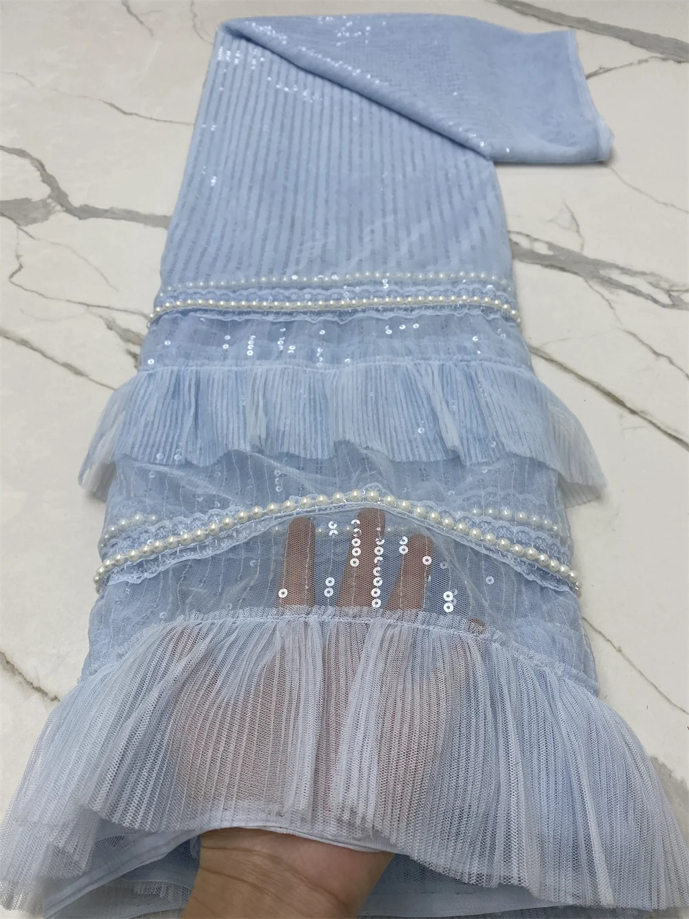 

Нигерийская кружевная ткань с бусинами для свадьбы 2021 Высококачественная Вышивка Тюль Кружево французское Сетчатое кружево африканская к...