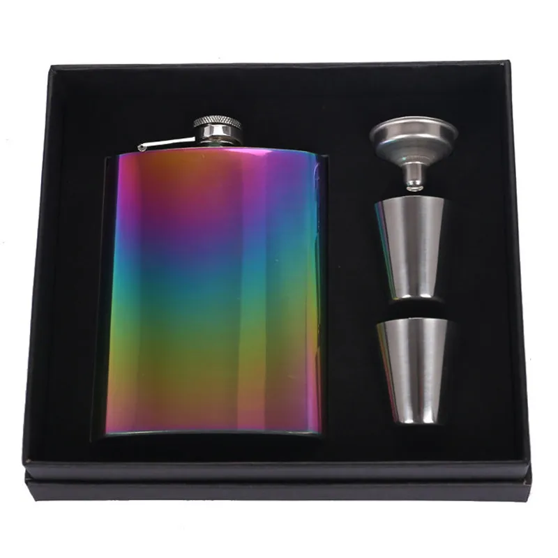 

Colourful 8OZ Hip Flask MINI Liquor Bottle Gift Box Stainless Steel Wine Pot Color Plated Surface Paint Portable Bottle