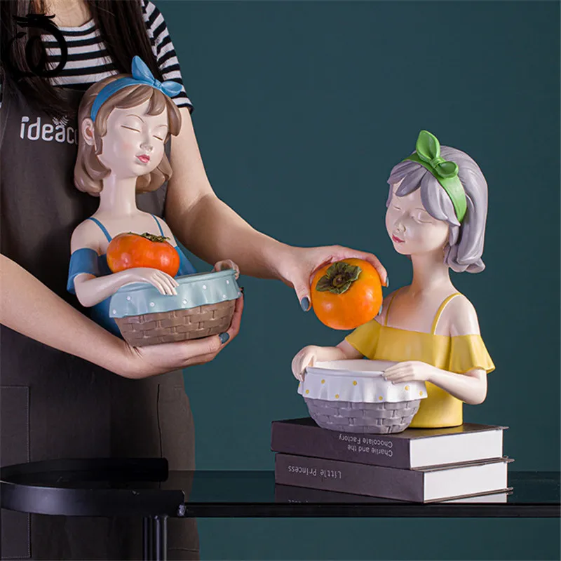 

WU CHEN LONG Modern VISIONS Girl Jewelry Tray Commodity Shelf Character Key Porch Snack Storage Box Resin Home Decor Gift R6055