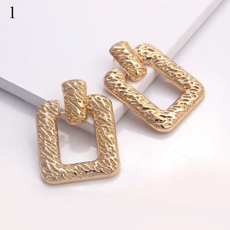 

2020 Fashion Geometric Earring For Women Gold Color Meatal Jewelry Exaggeration Punk Big Long Rectangle Statement Earring