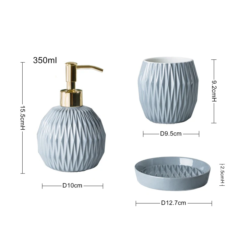 

Pink Bathroom Accessories Set 4pcs Ceramic, Soap Lotion Dispenser,Soap Dish, Tumblers, Accessories sets For Bathroom Countertop