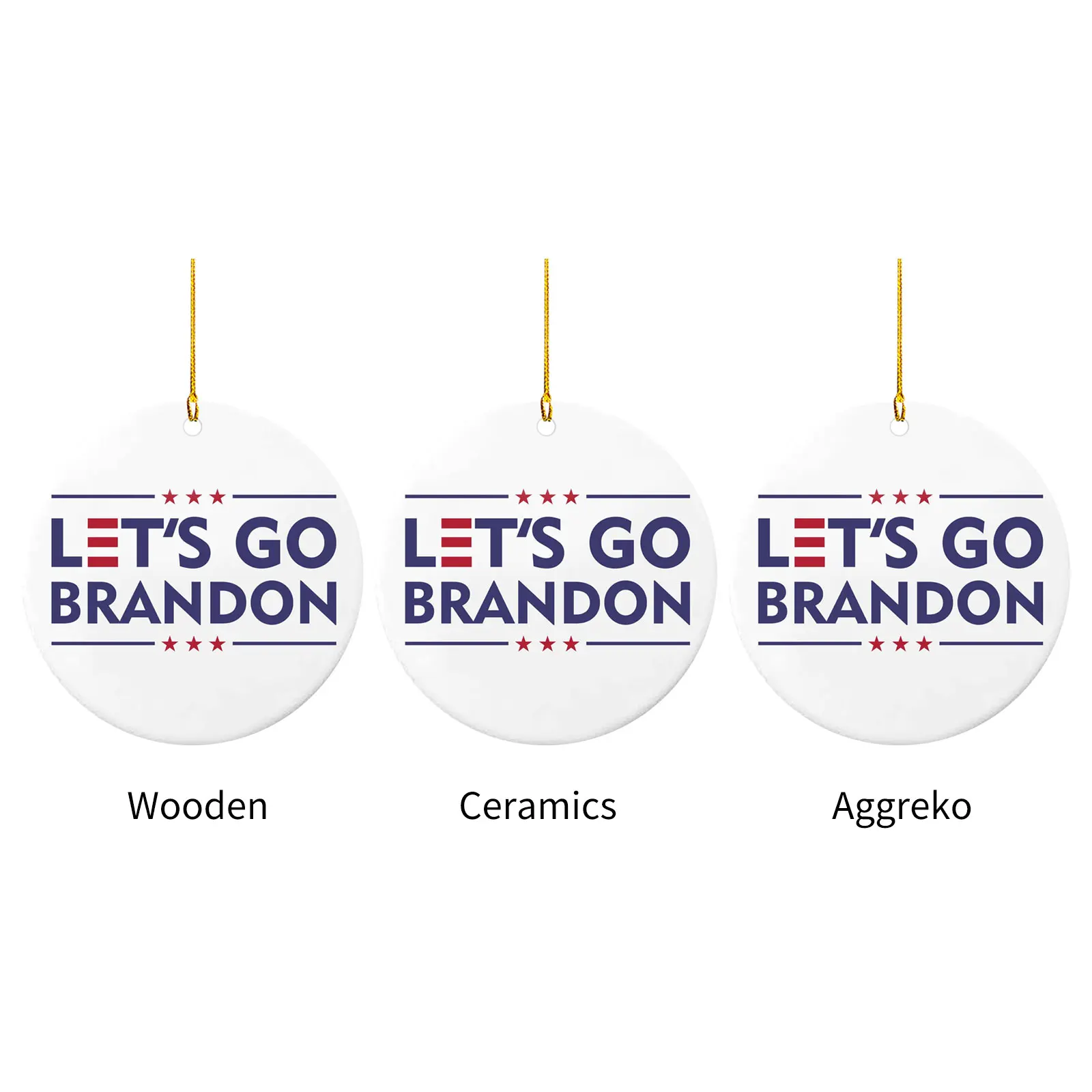 

Hanging Ornament - Tree Hanging Ornaments Round Pendant (Lets Go Brandon)