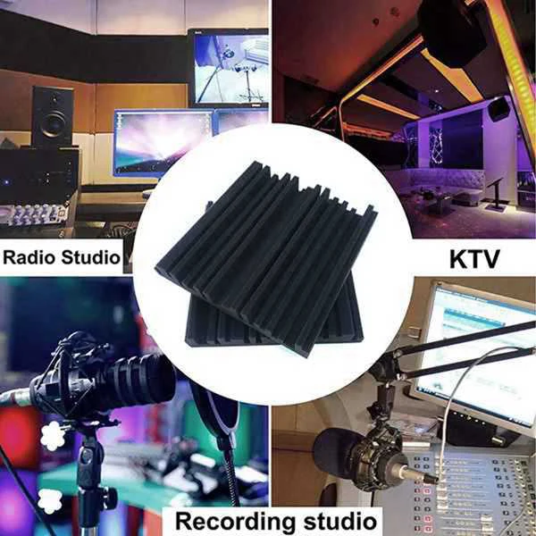 Promotion! 12PCS Absorption Foam Panels-Broadband Sound Absorber - Periodic Groove Structure Soundproof for Acoustic Studio |