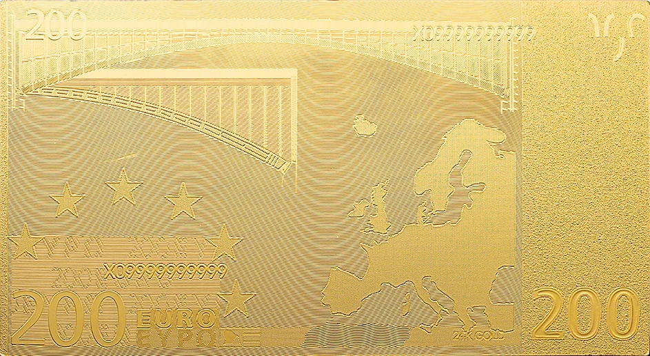 Памятная памятная банкнота 200 евро позолоченная 24-каратная Рождественская