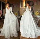 Женское атласное свадебное платье It's yiiya, белое длинное платье с длинным рукавом, V-образным вырезом и открытой спиной на лето 2022