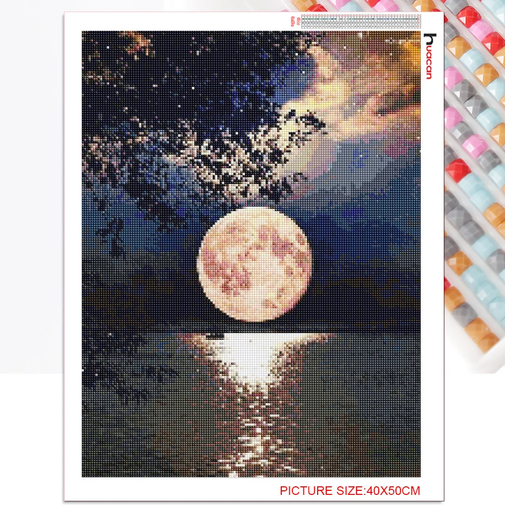 Huacan Набор для алмазной вышивки Луна алмазная мозаика картина стразами пейзаж