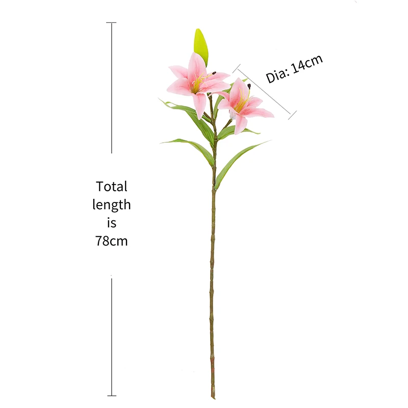 

Artificial 3 heads 78cm Real Touch Lily Flowers Latex Artificial flowers for wedding bridal bouquets home hotel office decor