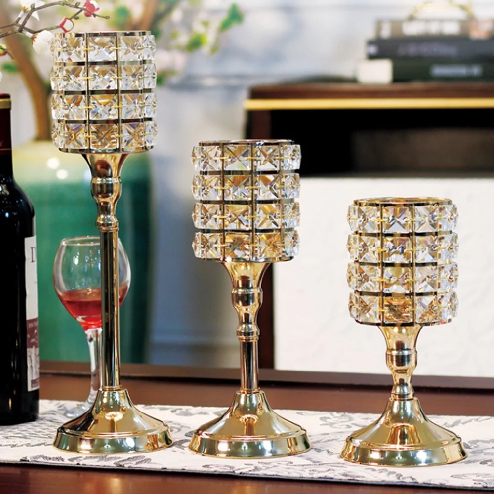 Роскошный романтический Золотой Хрустальный подсвечник канделябр настольная