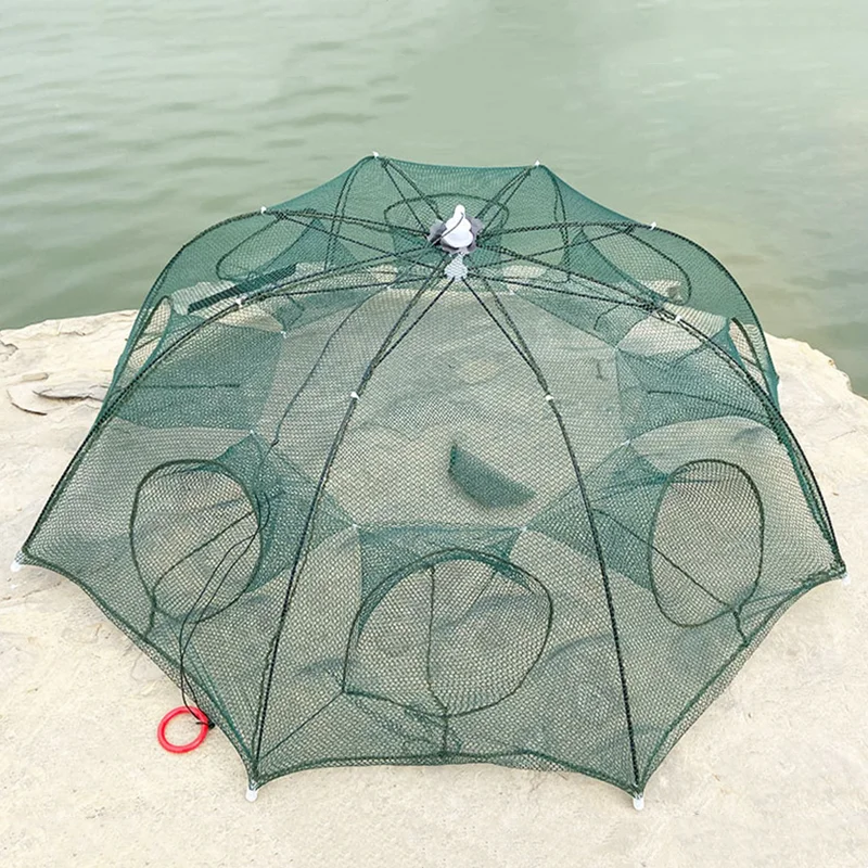 

Automatic fishing net shrimp cage reinforced 4-12 hole multi-specification nylon foldable crab net folding fish cage shrimp net