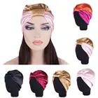 Женская кепка Chemo, эластичная шапка-тюрбан, сатиновая мусульманская бандана для выпадения волос, Повседневная шапка после химиотерапии для сна