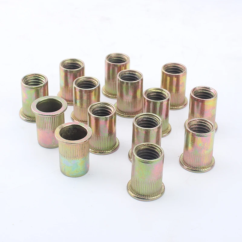 

150PCS M12 Carbon Steel Flat Head Rivet Nuts Iron Insert Riveting Nuts Wholesale Price