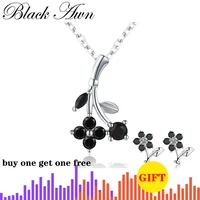 black awn silver color jewelry womens flower necklace pendants female bijoux girls gift fashion jewelry kn028