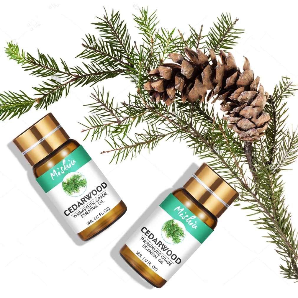 Эфирное масло Cedarwood Mishiu 5 мл улучшает цвет лица кожи а также диффузорная горелка