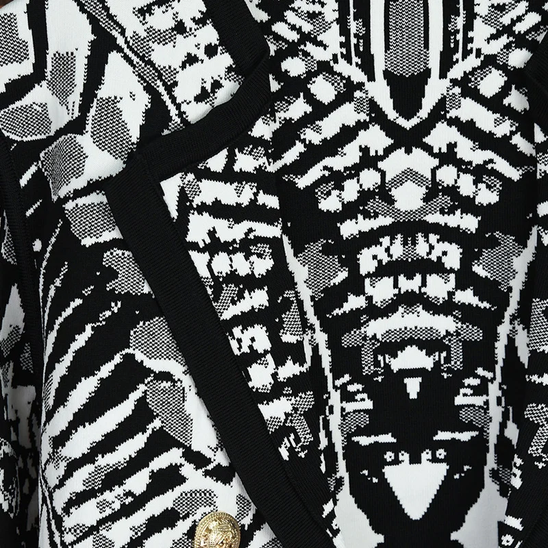 

Fashion 2021FW Autumn New Women Jacquard Knitted Cardigans Female Double Breasted Coat Sweater