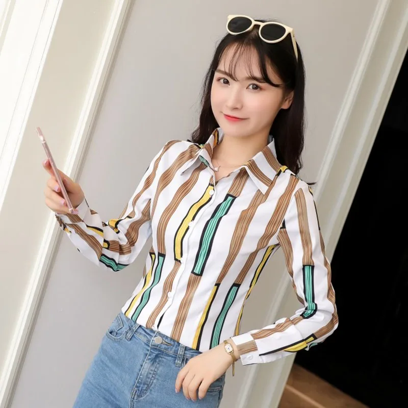 

Turn-down Collar Chiffon Blouses Women Long Sleeve Star Blusas Spring Summer Style Shirts Lady Casual Tops