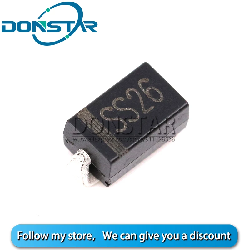 100pcs SS26 SR260 SMA DO-214AC 2A 60V диоды Schottky | Электронные компоненты и принадлежности