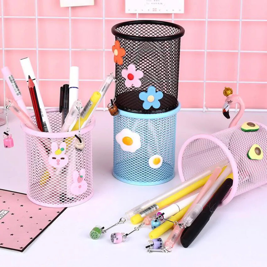 Desktop Decoration Pen Holder Container Storage Bucket Cute Flowers Avocado Fried Egg Pattern Holders Office Stationery | Канцтовары для
