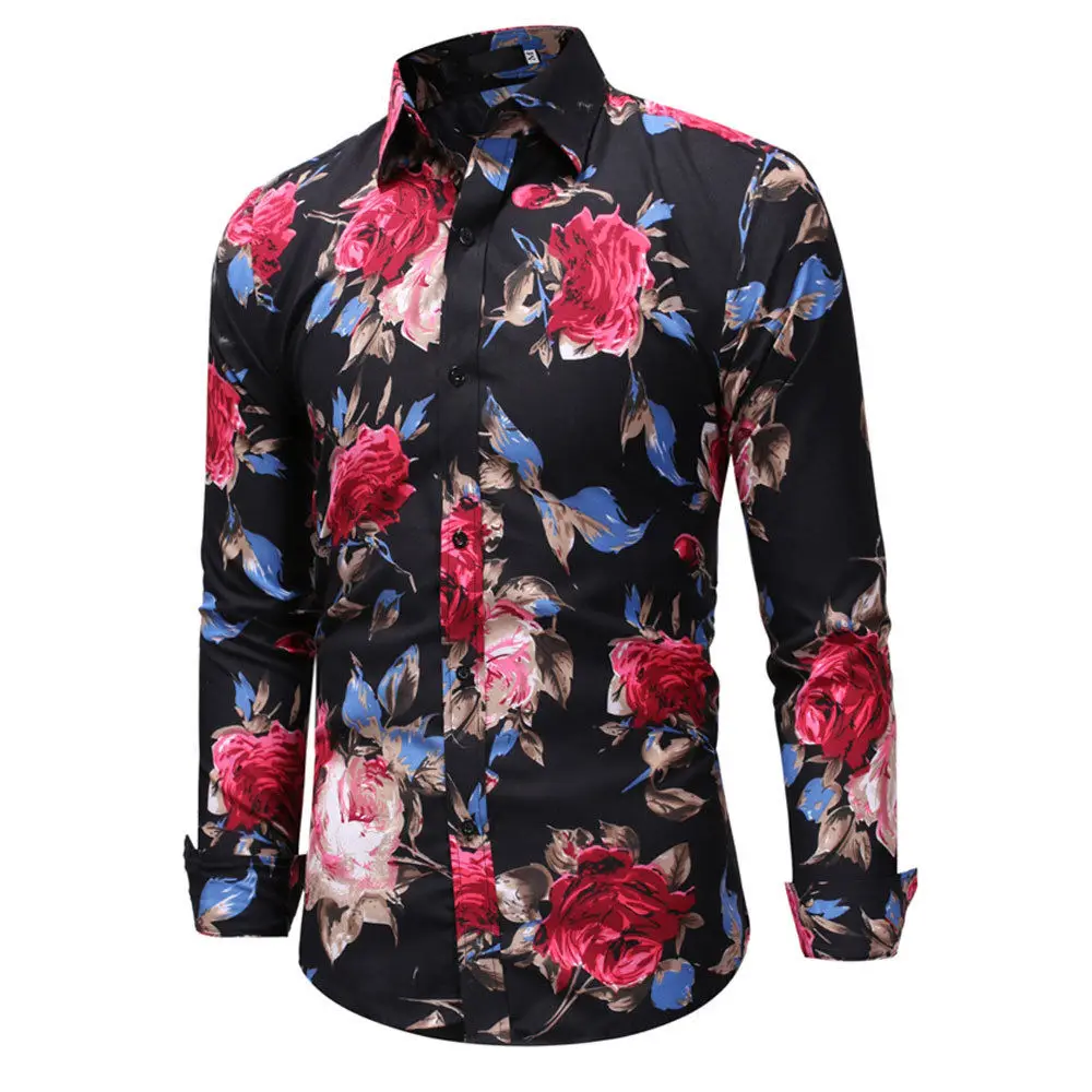5 цветов брендовая Новинка мужская рубашка с цветочным принтом блуза приталенная