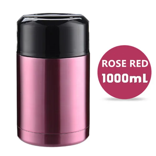 1000ml Rose Red 800 мл/1000 мл двойной термос из нержавеющей стали контейнеры для супа большая емкость термосы Портативный Ланч Bento Box - Цвет: 1000ml Rose Red