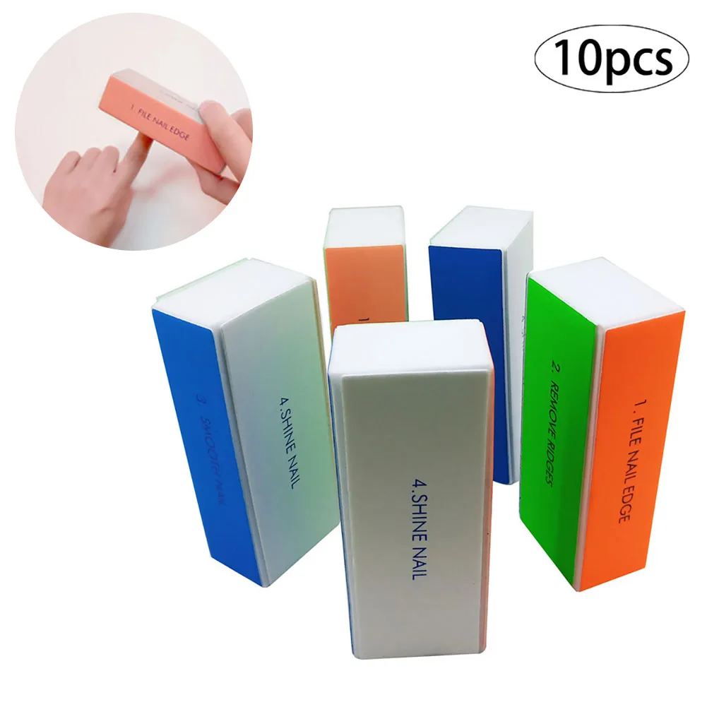 

10PCS Professional Manicure Tools Kit 4 Way Nail Buffer Block Nail Buffing Sanding Files Nail Art Tools For Professional Salon