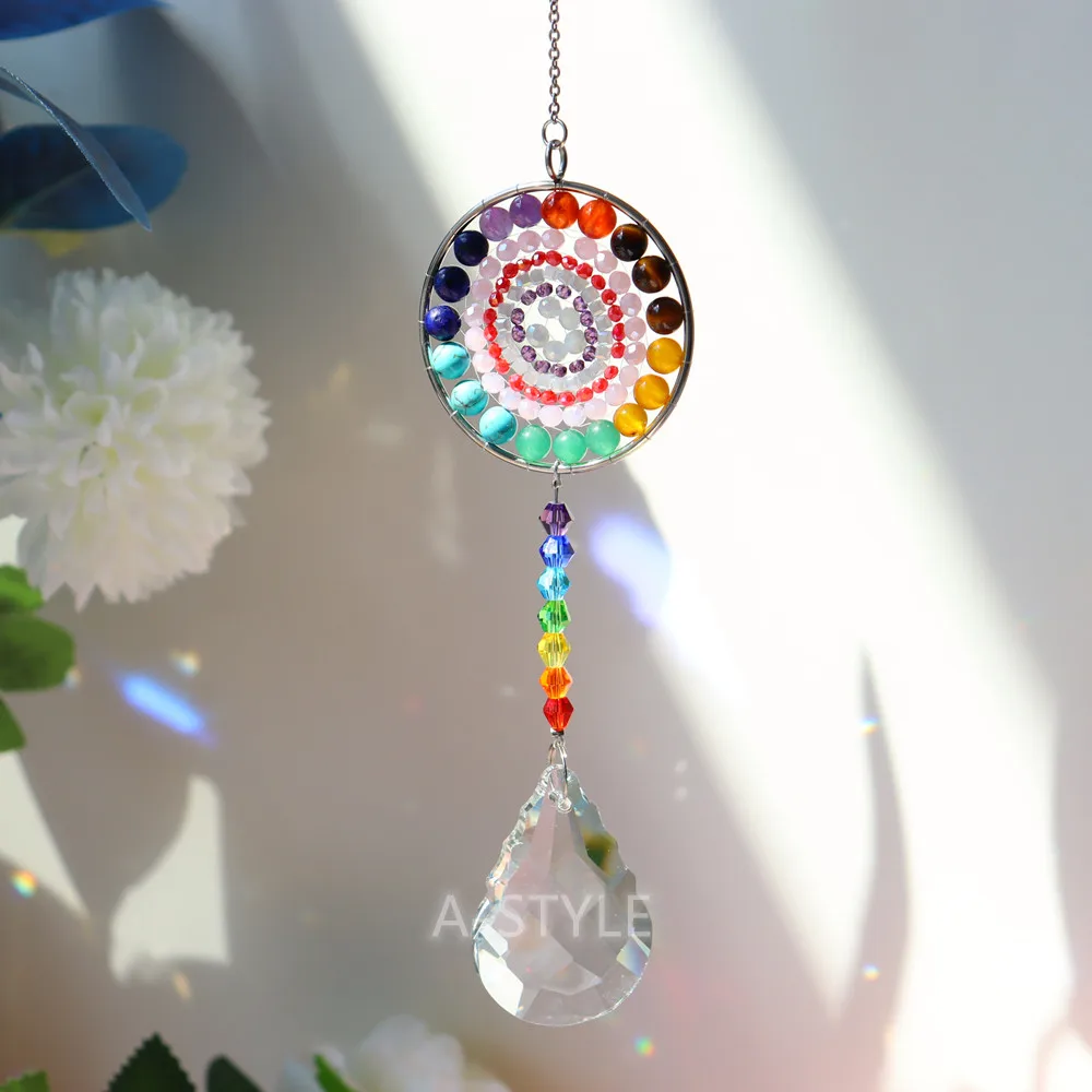 

DIY Mandala Flower Sunscreen Crystal Prism Ball New Gourd Pendant Hanging Home Window Wedding Decoration