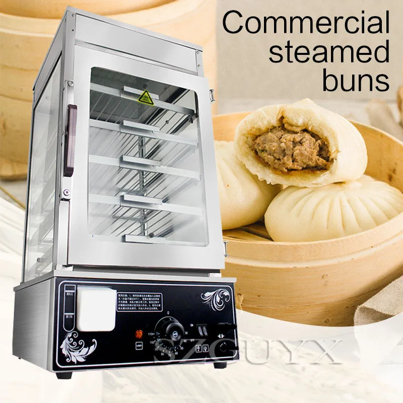 Commercial steamed bun machine Desktop large capacity steaming cabinet Glass electric steamer steamed bread bun Heating cabinet