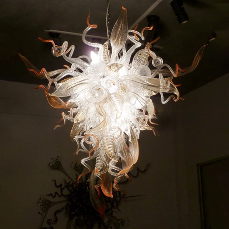 

Hand-blown Glass Crystal Chandelier White W80xH100CM LED Art Pendant Light Indoor Lustre Hotel Hall/Parlor Decoration