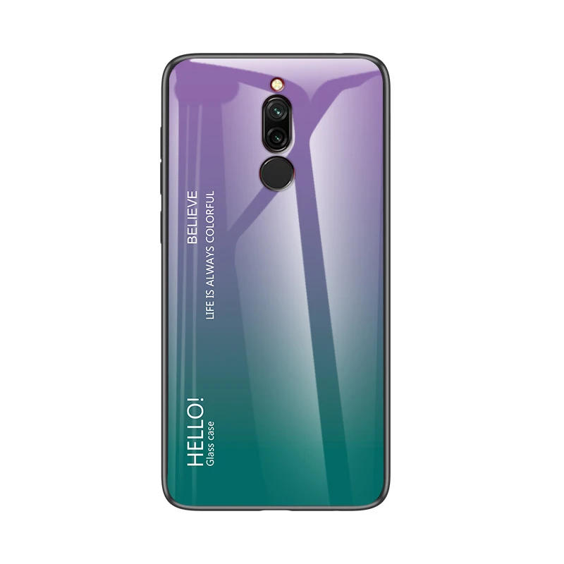 Purple Для Xiao mi Red mi Note 5 6 Pro 6A 7 Чехол из закаленного стекла с градиентом для Xiaomi mi 8 A2 Lite A1 9 mi 8 mi 6 mi 9 Pocophone F1 чехол - Цвет: Purple