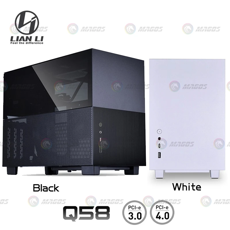 

LIAN LI Q58 MINI ITX чехол с поддержкой фотографий/4,0, маленькая черная и белая подставка с водяным охлаждением, игровой шкаф x мм
