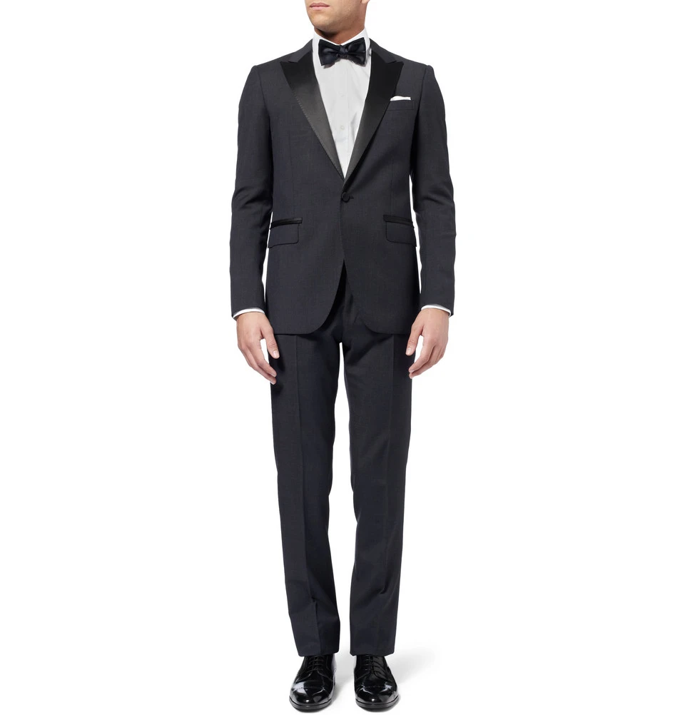 

Business Suit Men High Quality Wool Bleed 2021 Dark Grey Tuxedo Tailor