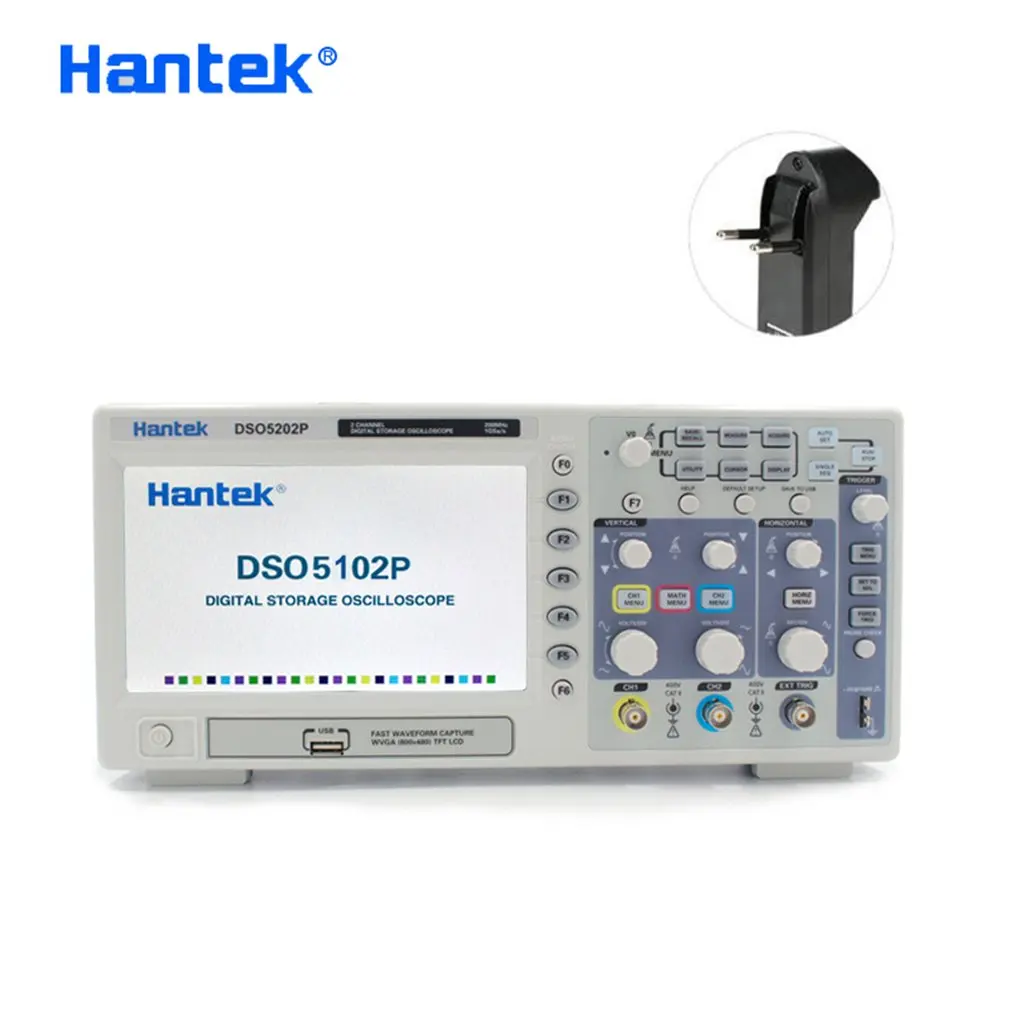 Цифровой осциллограф Hantek Портативный 100 МГц/200 МГц 2 канала 1GSa/s длина записи 40K USB