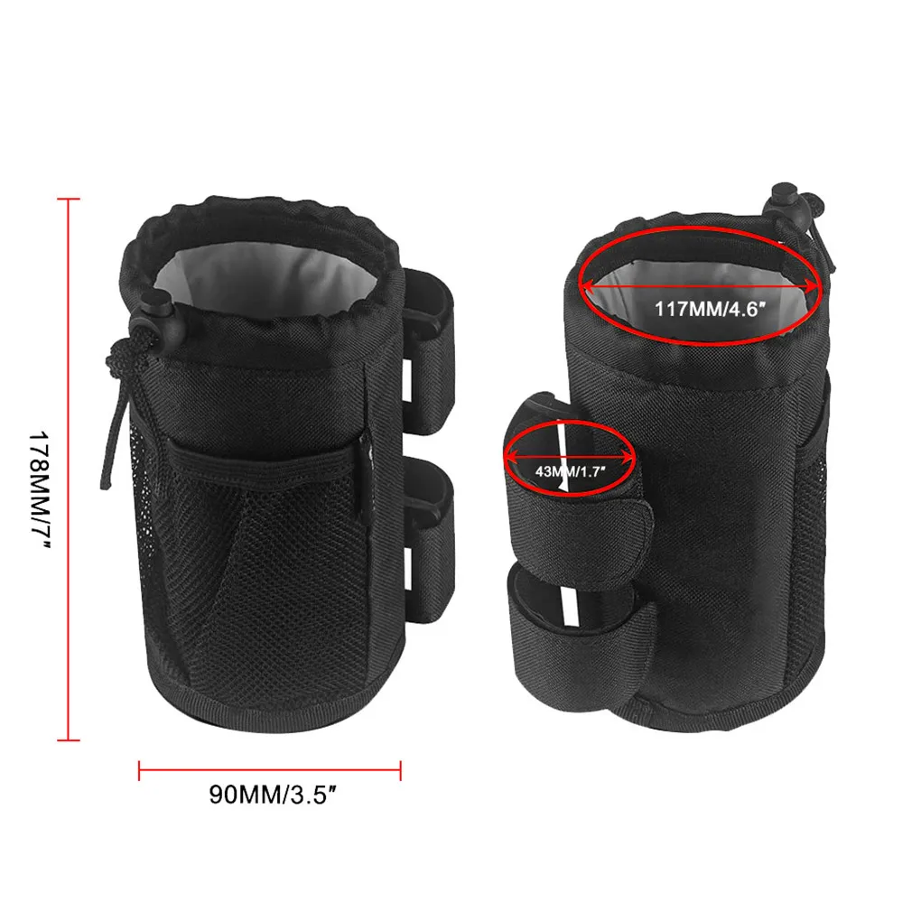 2pc Bike Cup Holder Bag Wheelchair Stroller Bar Drink Bottle Storage Pouch Oxford Fabric Pocket Outdoor Water | Спорт и развлечения