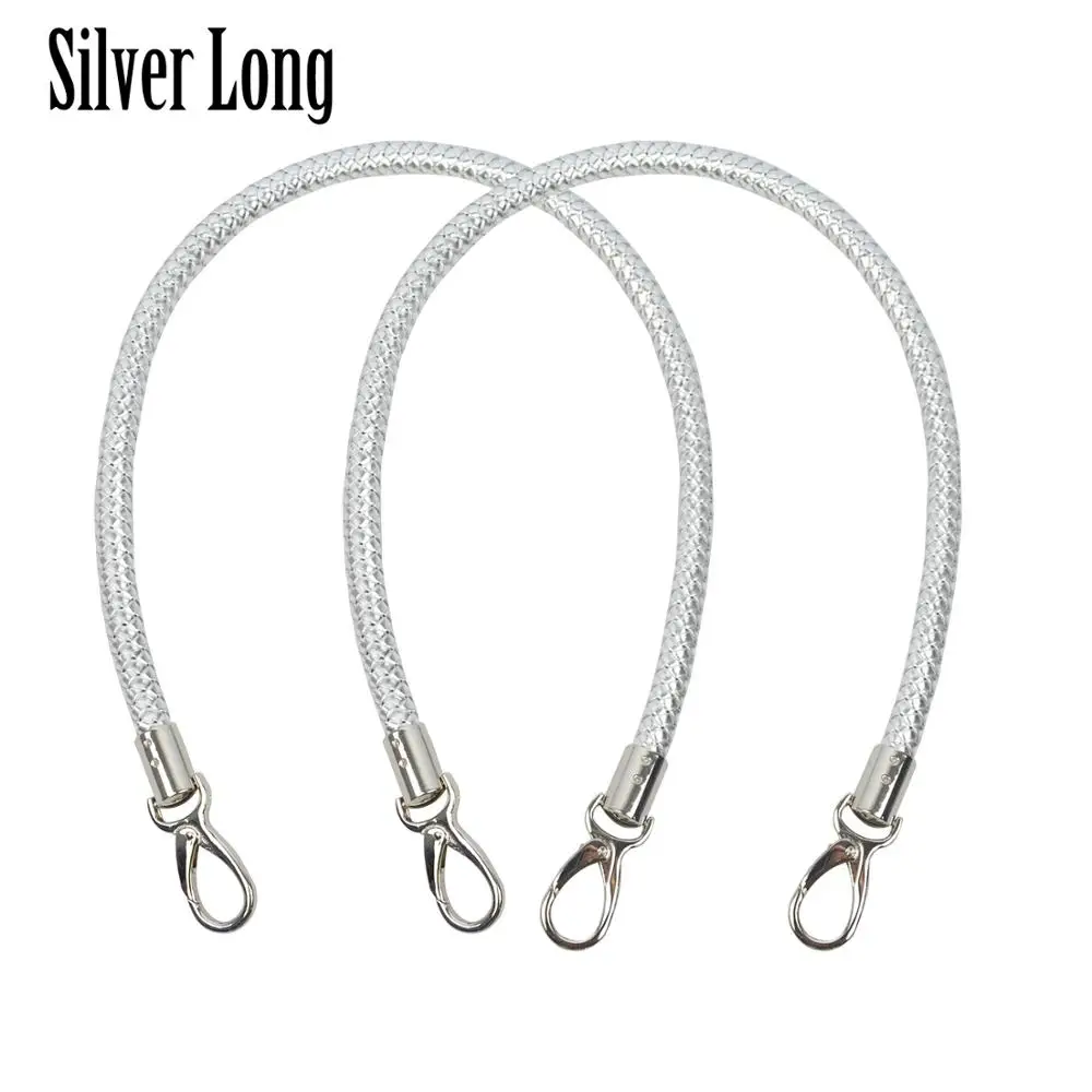 silver long Новинка, huntfun, 1 пара длинных коротких ремней для мини-Сумки С О-образным карманом, женская сумка с ручками, кожаные ручки для OBag, корзина с Луной - Цвет: silver long