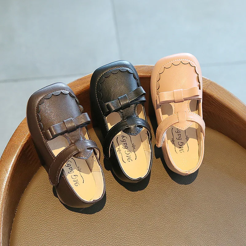 

New Kids Sandals Summer Solid Color Girls Leather Shoes Baby Girls Princess Shoes Anti-slip Toddler Shoes SXY016