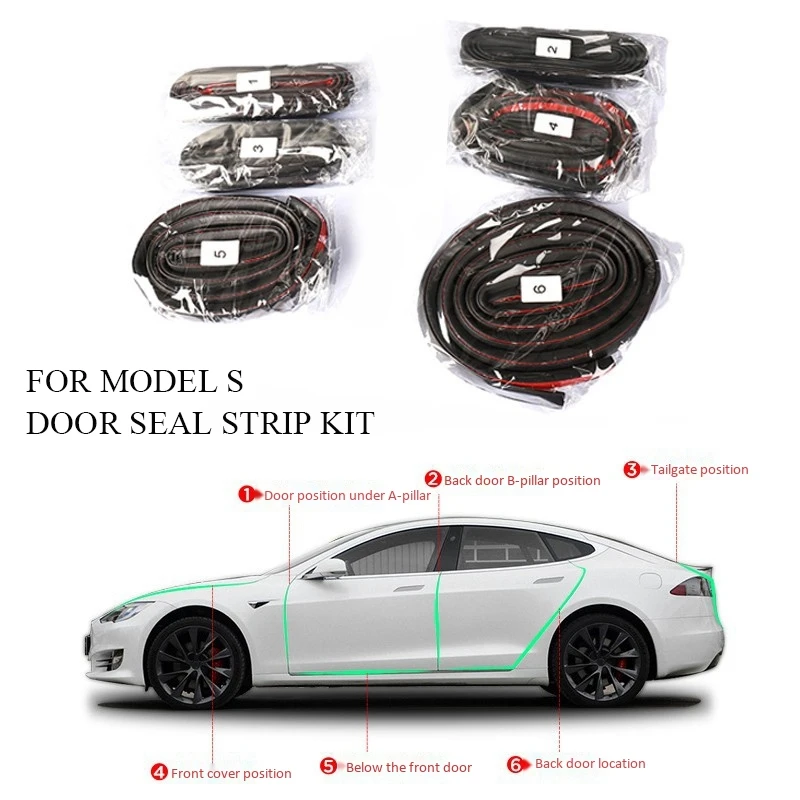 

Комплект уплотнительных полосок для автомобильной двери, дневная шумоизоляция, уплотнительная полоса для Tesla Model S