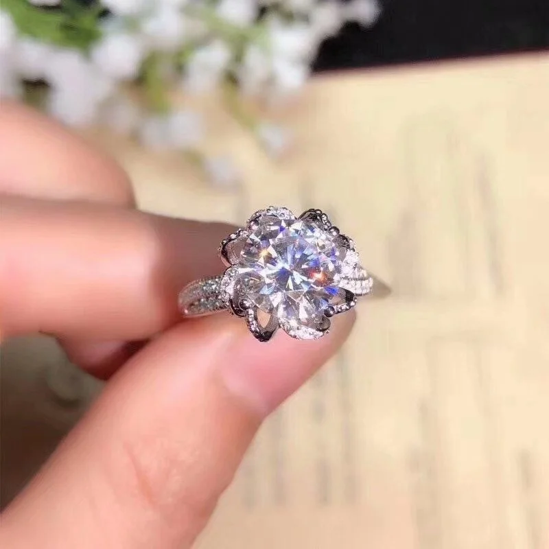 Kkmall магазин круглых серебряных колец с муассанитом 1.00ct D VVS Роскошные колечки из