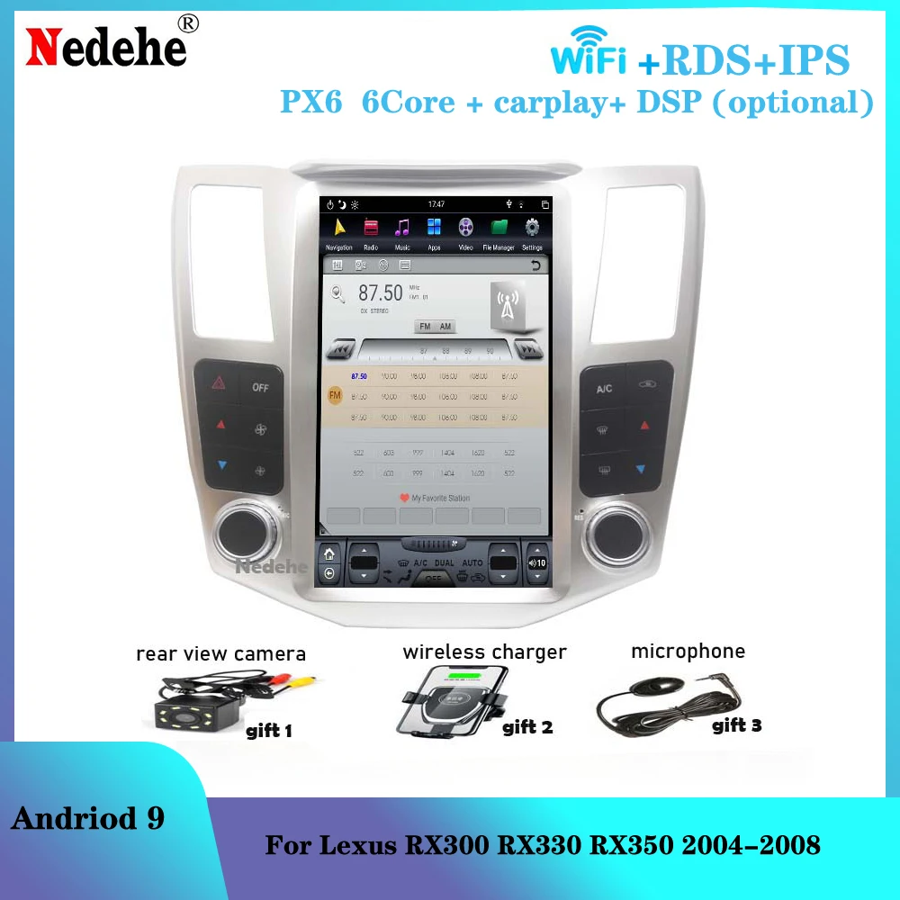 Автомобильный DVD плеер в стиле Tesla 2 din Android 9 0 для Lexus RX300 RX330 RX350 2004 2008 GPS навигация