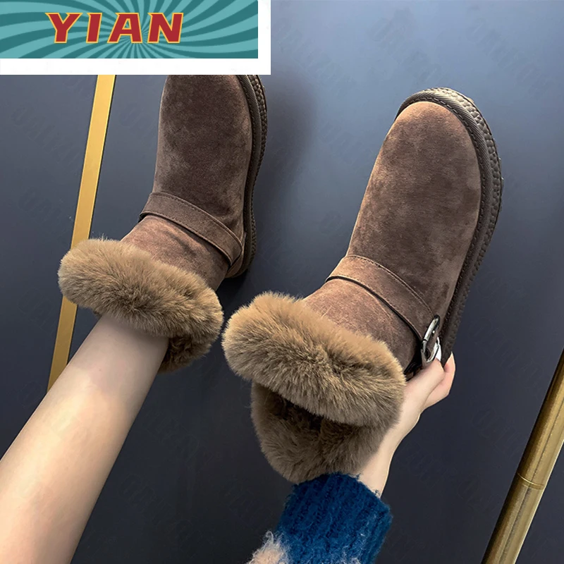 

Women's warm snow boots new fashion hot sale winter thick-soled non-slip casual furry comfortable all-match Chelsea boots