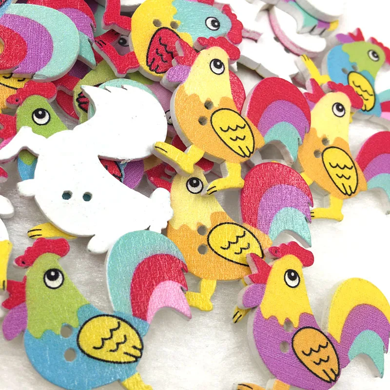 

30 pcs Mix Animal 2 Holes Wood Painting Sewing Buttons WB386
