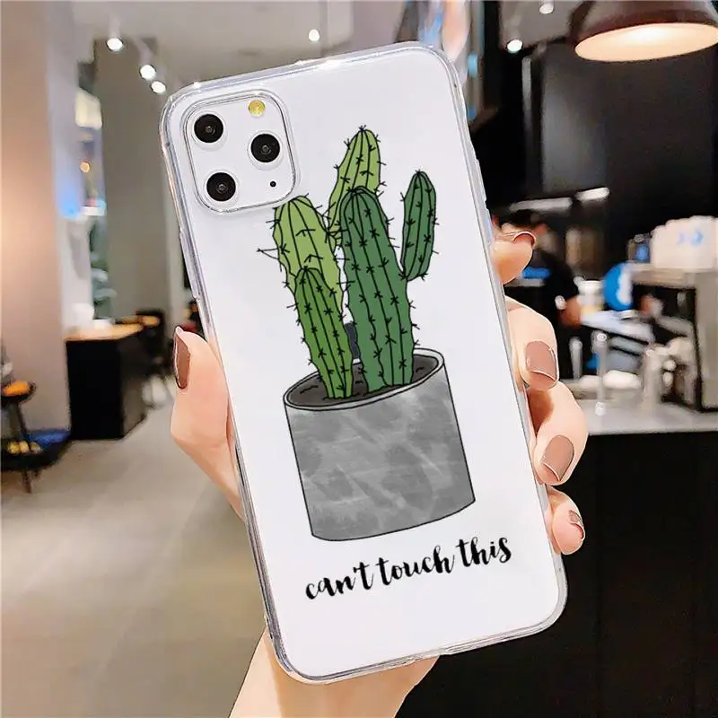 

Green Cactus Plant Phone Case Transparent soft For iphone 5 5s 5c se 6 6s 7 8 11 12 plus mini x xs xr pro max