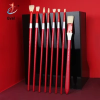 eval 10pcs red wood oil acrylic gouache painting brushes pig mane bristle multi function student drawing art supplies