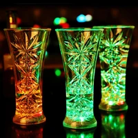 hot sales snowflake led flashing color change water activated light up beer whisky cup mug
