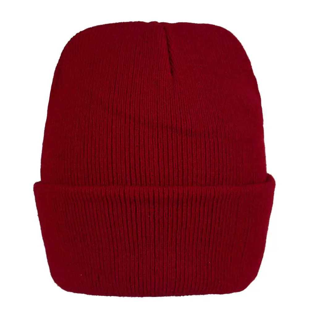 Мужская вязаная шапка Красная с рисунком льва куполообразная теплая зимняя