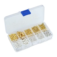 3 4 6 mm round smooth ball metal beads box for diy bracelet jewelry making loose accessories dull polish spacer copper bead set