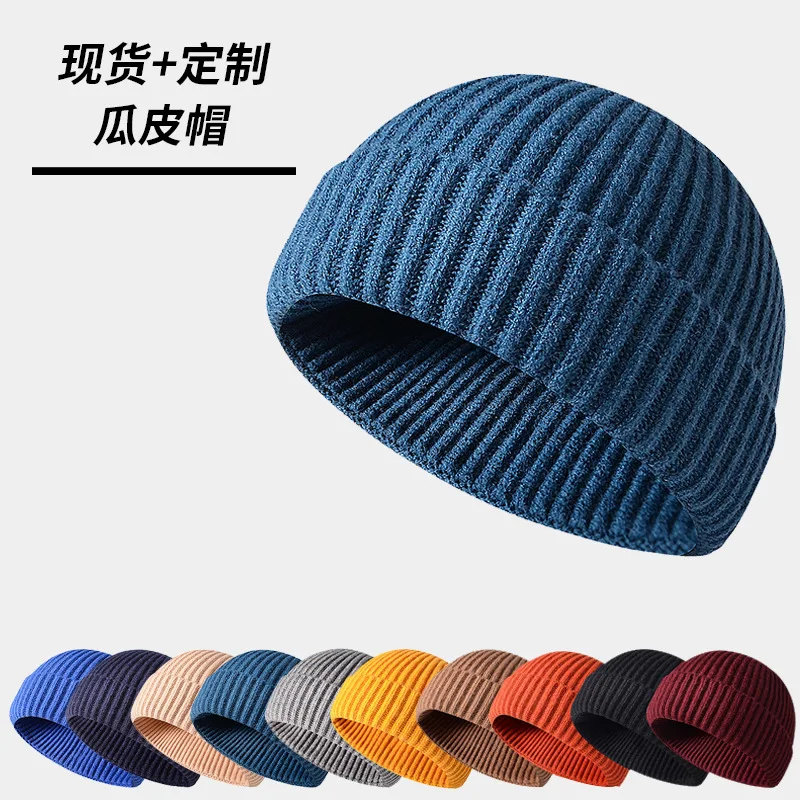 

2021 Short Knitted Hat Landlord Skullcap Hip-Hop Street Male and Female Couple