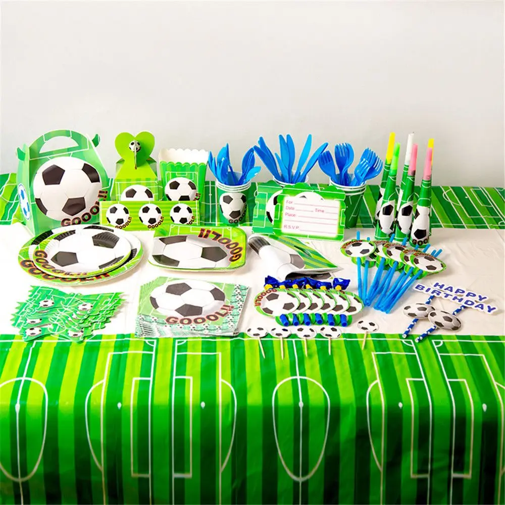 Футбольная тематика столовая посуда одноразовые тарелки салфетки флаг с днем